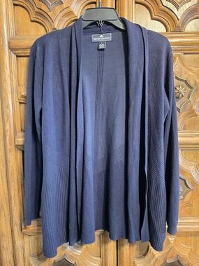 Navy Open Drape Front Cardigan